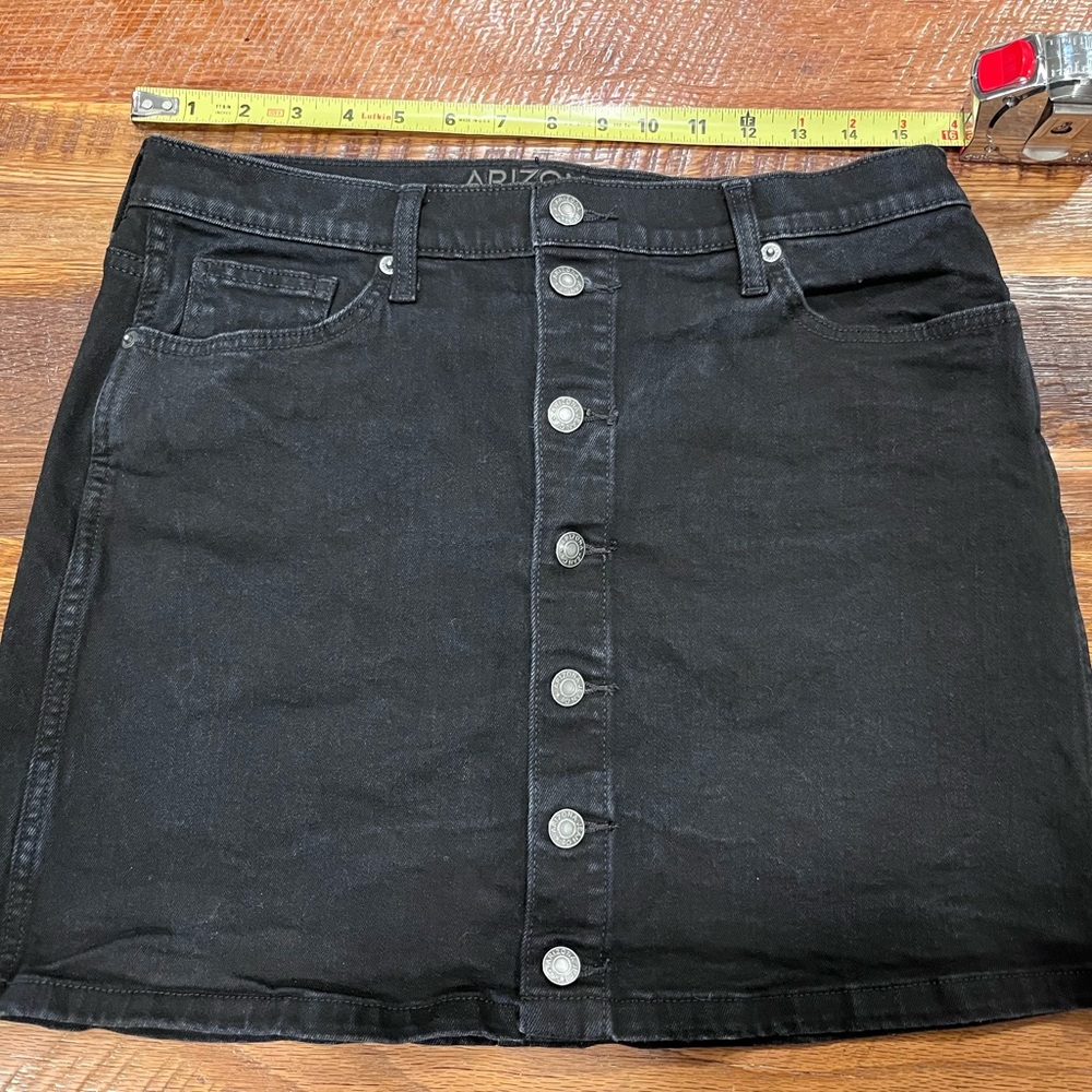 Arizona Jean Co Button Up Black Jean Skirt, Size 11 Juniors